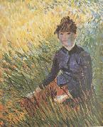 Vincent Van Gogh Woman sitting in the Grass (nn04) France oil painting artist